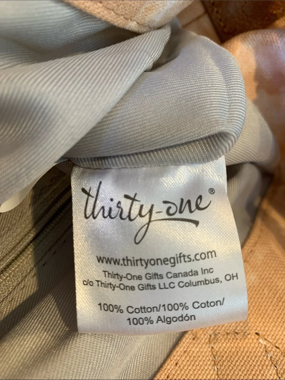 Thirty-One Classic Canvas Fawn Tie Dye Large Tote Bag Removable Crossbody Strap